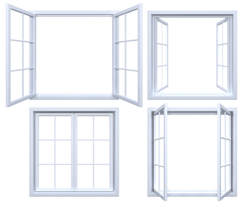 Collection of isolated window frames different window types